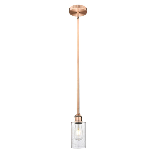 Innovations Clymer 1-Light Mini Pendant | Art Nouveau Antique Copper Steel and Seedy Glass | Kitchen Island & Dining Room | 3.88 x | Model 616-1S-AC-G804