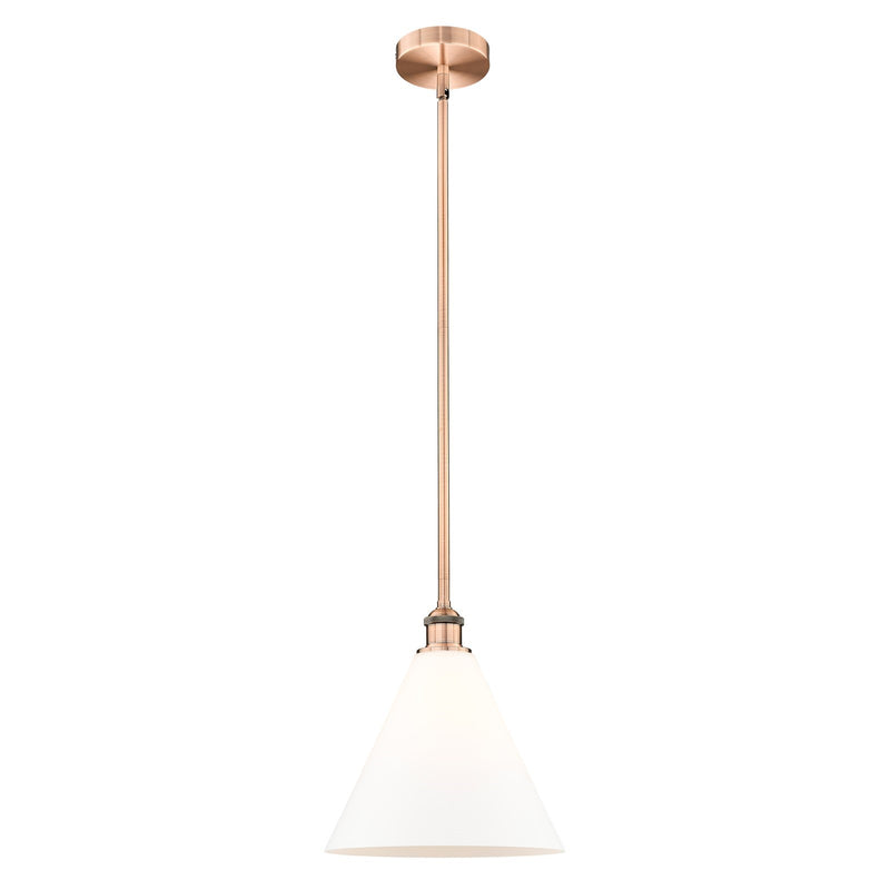 Innovations Berkshire Glass 12in 1-Light Mini Pendant | Industrial Antique Copper and Matte White Glass | Kitchen Island & | Model 616-1S-AC-GBC-121-LED