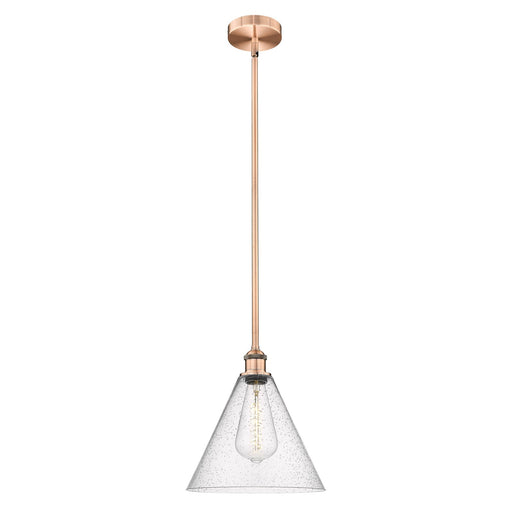 Innovations Berkshire Glass 12in 1-Light Mini Pendant | Industrial Antique Copper Steel and Seedy Glass | Kitchen Island | Model 616-1S-AC-GBC-124-LED