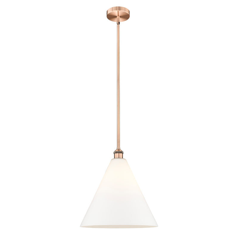 Innovations Berkshire 16in 1-Light Pendant | Industrial Antique Copper Steel and Matte White Glass | Kitchen Island & Dining | Model 616-1S-AC-GBC-161