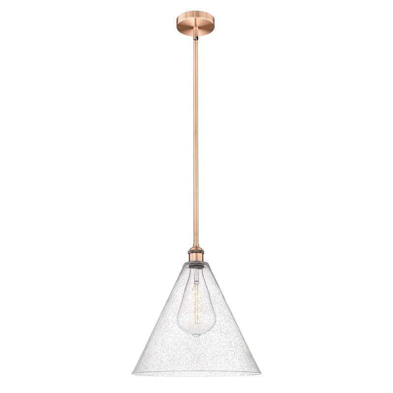 Innovations Berkshire Glass 16in 1-Light Pendant | Industrial Antique Copper Steel and Seedy Glass | Kitchen Island & Dining | Model 616-1S-AC-GBC-164-LED