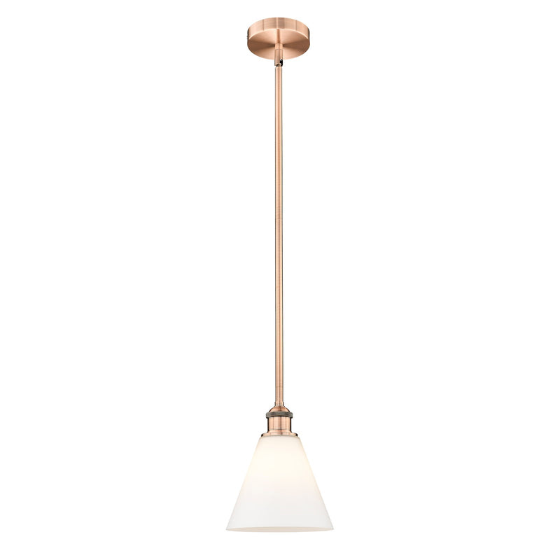 Innovations Berkshire Glass 8in 1-Light Mini Pendant | Industrial Antique Copper Steel and Matte White Glass | Kitchen Island | Model 616-1S-AC-GBC-81-LED