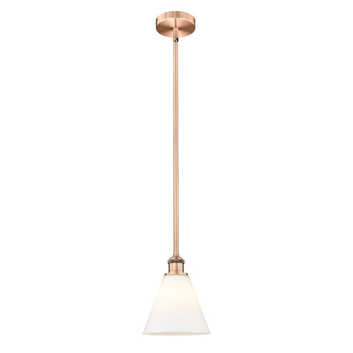 Innovations Berkshire Glass 8in 1-Light Mini Pendant | Industrial Antique Copper Steel and Matte White Glass | Kitchen Island | Model 616-1S-AC-GBC-81-LED