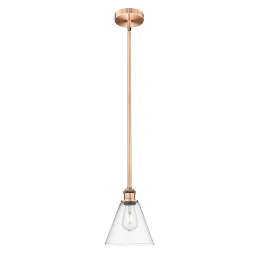 Innovations Berkshire 8in 1-Light Mini Pendant | Industrial Antique Copper Steel and Clear Glass | Kitchen Island & Dining | Model 616-1S-AC-GBC-82-LED