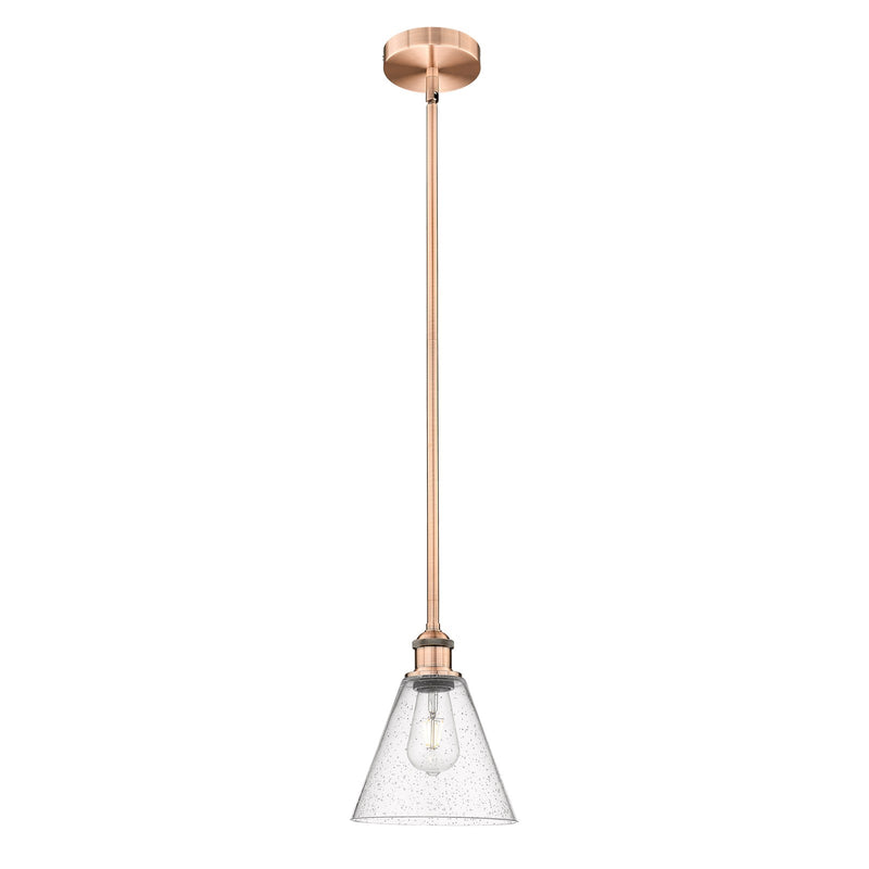 Innovations Berkshire 8in 1-Light Mini Pendant | Industrial Antique Copper Steel and Seedy Glass | Kitchen Island & Dining | Model 616-1S-AC-GBC-84-LED