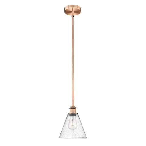 Innovations Berkshire 8in 1-Light Mini Pendant | Industrial Antique Copper Steel and Seedy Glass | Kitchen Island & Dining | Model 616-1S-AC-GBC-84-LED