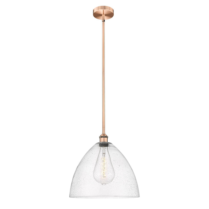 Innovations Bristol 16in 1-Light Pendant | Industrial Antique Copper Steel and Seedy Glass Dome Shade | Kitchen Island & Dining | Model 616-1S-AC-GBD-164