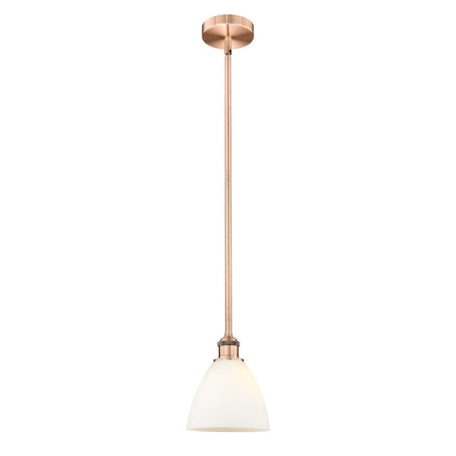Innovations Bristol 8in 1-Light Mini Pendant | Industrial Antique Copper Steel and Matte White Glass | Kitchen Island & | Model 616-1S-AC-GBD-751-LED
