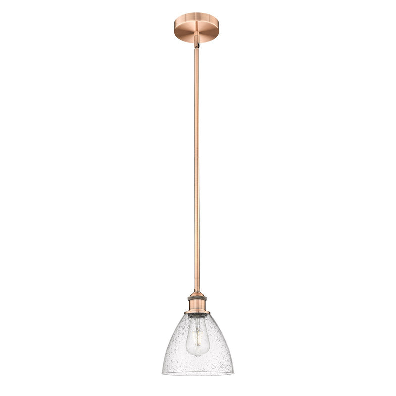 Innovations Bristol 7.5in 1-Light Mini Pendant | Industrial Antique Copper Steel and Seedy Glass | Kitchen Island & Dining | Model 616-1S-AC-GBD-754-LED