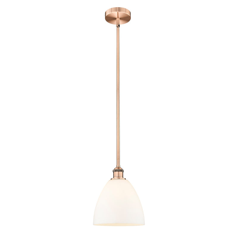 Innovations Bristol 9in 1-Light Mini Pendant | Industrial Antique Copper Steel and Matte White Glass | Kitchen Island & Dining | Model 616-1S-AC-GBD-91