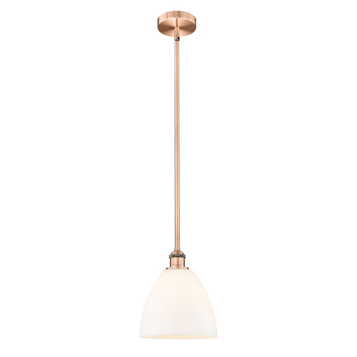 Innovations Bristol 9in 1-Light Mini Pendant | Industrial Antique Copper Steel and Matte White Glass | Kitchen Island & | Model 616-1S-AC-GBD-91-LED