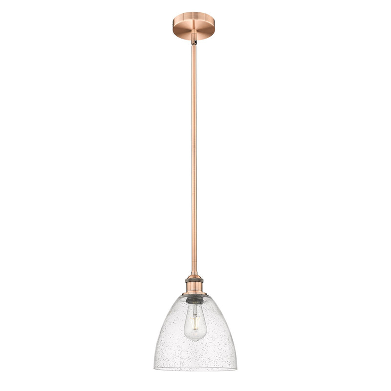 Innovations Bristol 9in 1-Light Mini Pendant | Industrial Antique Copper Steel and Seedy Glass | Kitchen Island & Dining Room | Model 616-1S-AC-GBD-94