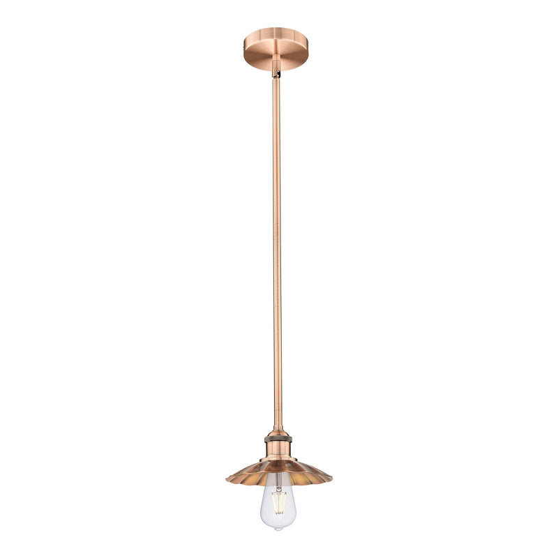 Innovations Scallop 8in 1-Light Mini Pendant | Traditional Industrial Antique Copper Steel and Cast Brass | Kitchen Island & | Model 616-1S-AC-M17-AC