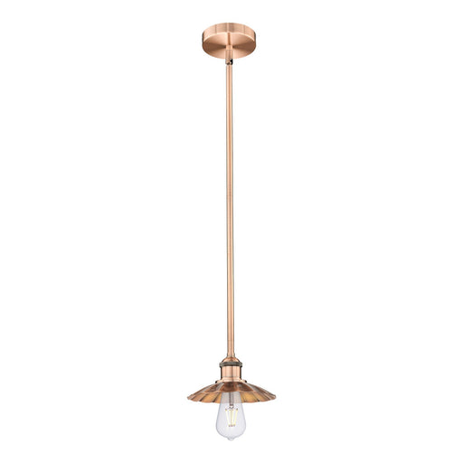 Innovations Scallop 8in 1-Light Mini Pendant | Traditional Industrial Antique Copper Steel and Cast Brass | Kitchen Island & | Model 616-1S-AC-M17-AC