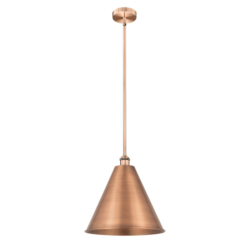 Innovations Berkshire Metal 16in 1-Light Mini Pendant | Industrial Antique Copper Steel and Cast Brass with Antique Copper | Model 616-1S-AC-MBC-16-AC