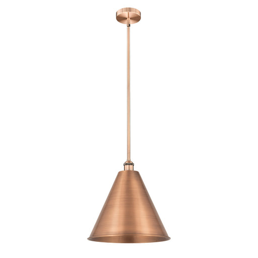 Innovations Berkshire 16in 1-Light Mini Pendant | Industrial Antique Copper Steel and Cast Brass Metal Shade | Kitchen | Model 616-1S-AC-MBC-16-AC-LED