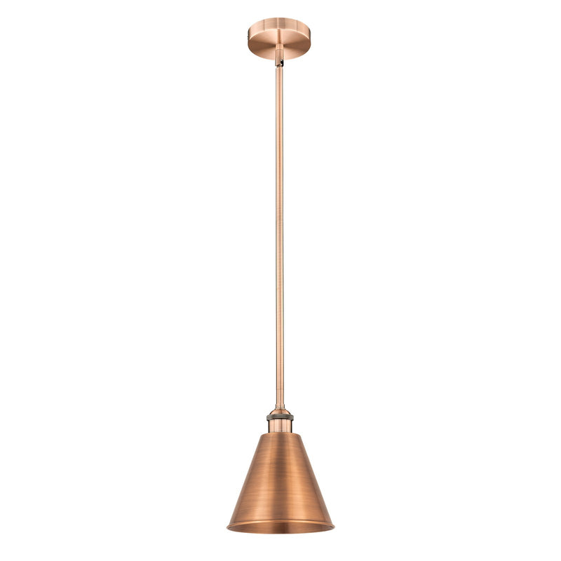 Innovations Berkshire 8in 1-Light Mini Pendant | Industrial Antique Copper Steel and Antique Copper Metal Shade | Kitchen | Model 616-1S-AC-MBC-8-AC-LED