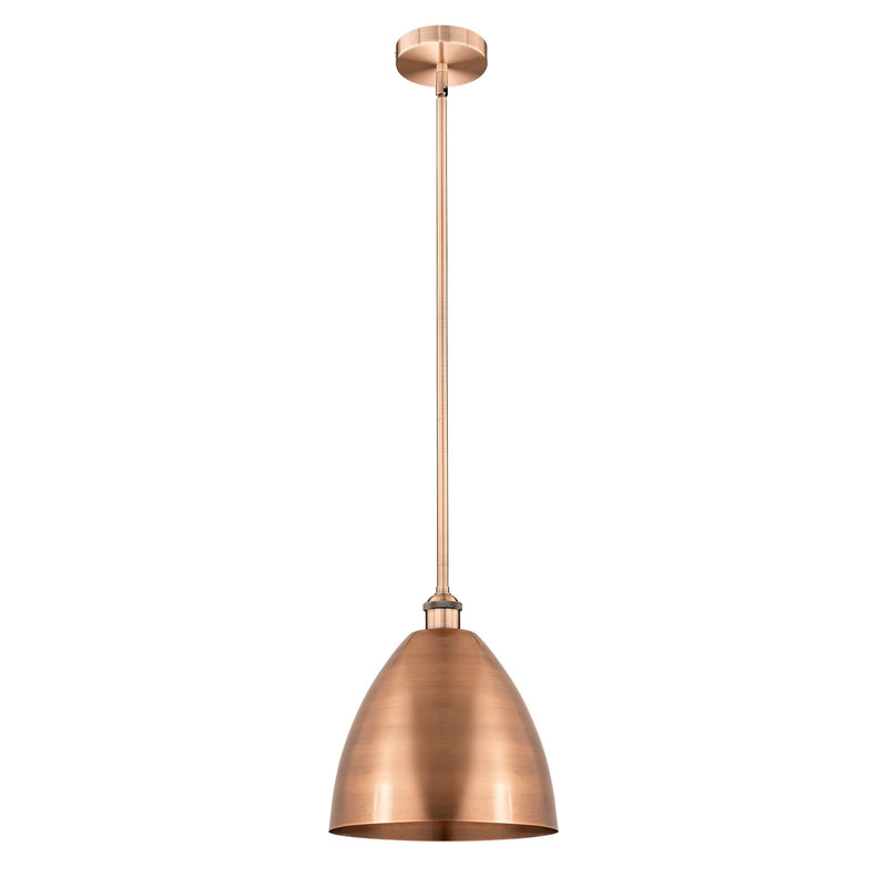 Innovations Bristol 12in 1-Light Mini Pendant | Industrial Antique Copper Steel and Cast Brass with Antique Copper Metal | Model 616-1S-AC-MBD-12-AC-LED