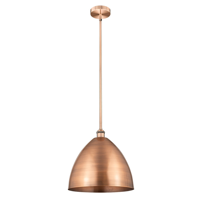 Innovations Bristol 16in 1-Light Mini Pendant | Industrial Antique Copper Steel and Antique Copper Metal Shade | Kitchen | Model 616-1S-AC-MBD-16-AC-LED
