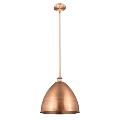 Innovations Bristol 16in 1-Light Mini Pendant | Industrial Antique Copper Steel and Antique Copper Metal Shade | Kitchen | Model 616-1S-AC-MBD-16-AC-LED