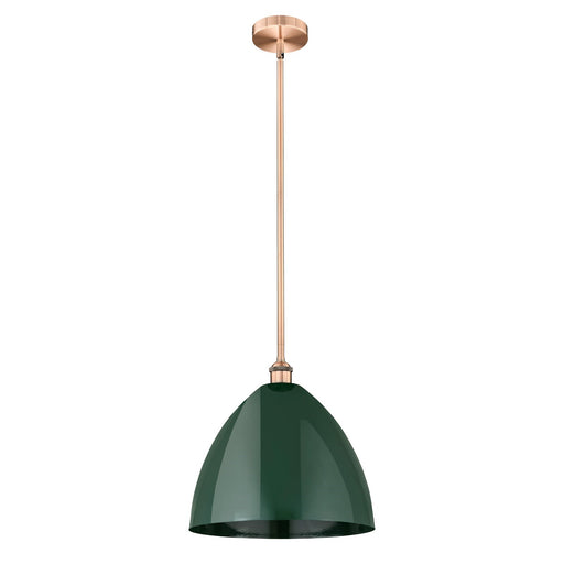 Innovations Plymouth 16in 1-Light Mini Pendant | Industrial Antique Copper and Matte Green Metal Shade | Kitchen Island | 16 x | Model 616-1S-AC-MBD-16-GR