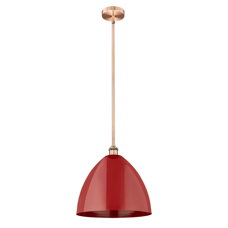 Innovations Plymouth 16in 1-Light Mini Pendant | Industrial Antique Copper Steel and Matte Red Metal | Kitchen Island & Dining | Model 616-1S-AC-MBD-16-RD