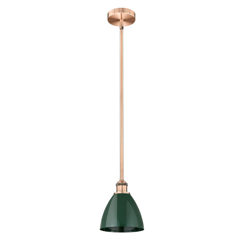 Innovations Plymouth 8in 1-Light Mini Pendant | Industrial Antique Copper and Matte Green Metal | Kitchen Island & Dining Room | Model 616-1S-AC-MBD-75-GR