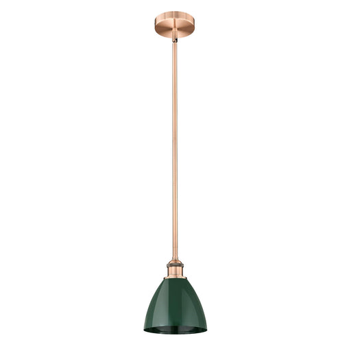 Innovations Plymouth 8in 1-Light Mini Pendant | Industrial Antique Copper and Matte Green Metal | Kitchen Island & Dining Room | Model 616-1S-AC-MBD-75-GR