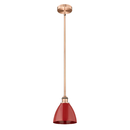Innovations Plymouth 8in 1-Light Mini Pendant | Industrial Antique Copper Steel and Matte Red Metal | Kitchen Island | 7.5 x | Model 616-1S-AC-MBD-75-RD