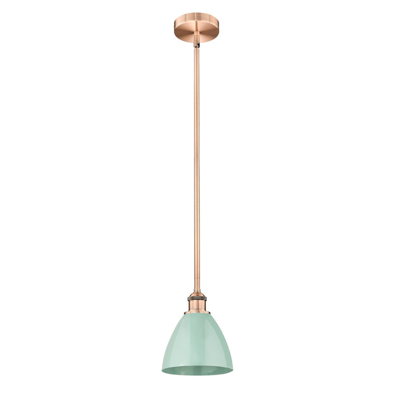 Innovations Plymouth 8in 1-Light Mini Pendant | Industrial Antique Copper and Matte Seafoam Metal | Kitchen Island | 7.5 x 7.5 | Model 616-1S-AC-MBD-75-SF