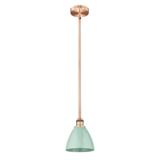 Innovations Plymouth 8in 1-Light Mini Pendant | Industrial Antique Copper and Matte Seafoam Metal | Kitchen Island | 7.5 x 7.5 | Model 616-1S-AC-MBD-75-SF