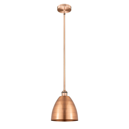 Innovations Bristol 9in 1-Light Mini Pendant | Industrial Antique Copper Steel and Cast Brass Metal Shade | Kitchen Island | Model 616-1S-AC-MBD-9-AC-LED