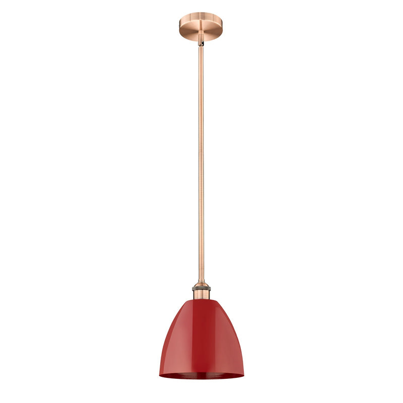 Innovations Plymouth 9in 1-Light Mini Pendant | Industrial Antique Copper and Matte Red Metal | Kitchen Island & Dining Room | Model 616-1S-AC-MBD-9-RD