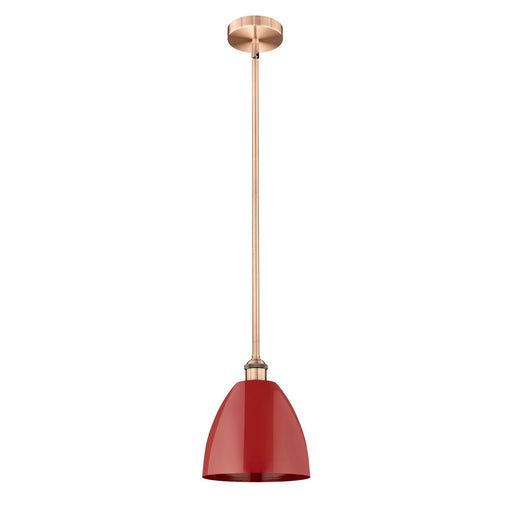 Innovations Plymouth 9in 1-Light Mini Pendant | Industrial Antique Copper Steel and Matte Red Metal | Kitchen Island | 9 x | Model 616-1S-AC-MBD-9-RD-LED