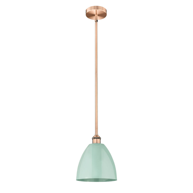 Innovations Plymouth 9in 1-Light Mini Pendant | Industrial Antique Copper and Matte Seafoam Metal | Kitchen Island & Dining | Model 616-1S-AC-MBD-9-SF-LED