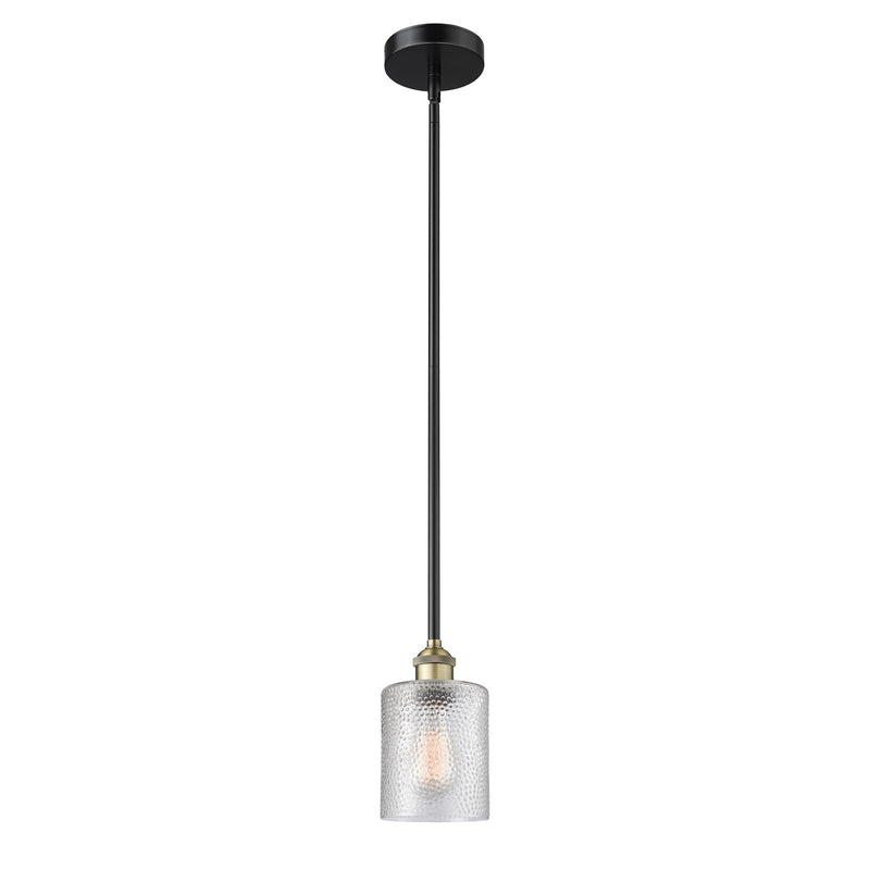 Innovations Cobbleskill 5in 1-Light Mini Pendant | Industrial Black Antique Brass Steel and Clear Glass | Kitchen Island & | Model 616-1S-BAB-G112
