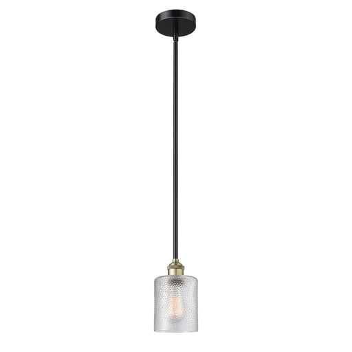 Innovations Cobbleskill 5in 1-Light Mini Pendant | Industrial Black Antique Brass Steel and Clear Glass | Kitchen Island & | Model 616-1S-BAB-G112