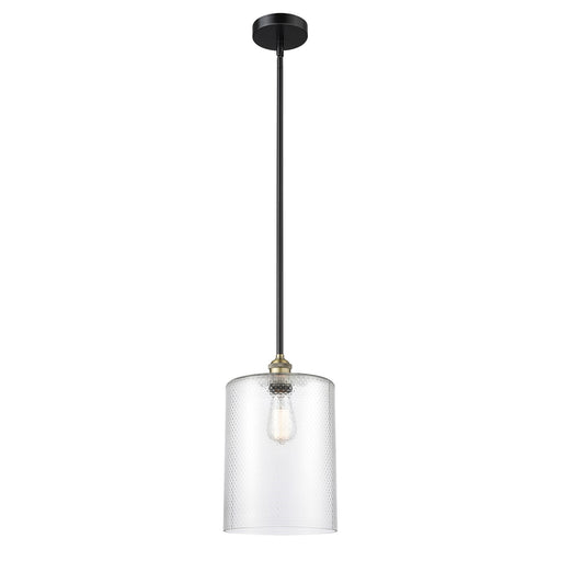 Innovations Cobbleskill 9in 1-Light Mini Pendant | Industrial Black Antique Brass Steel and Clear Glass | Kitchen Island & | Model 616-1S-BAB-G112-L