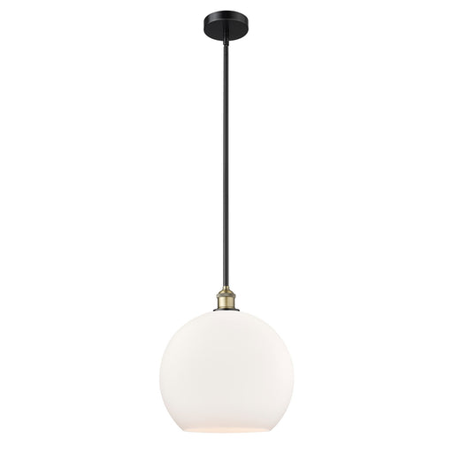 Innovations Athens 14in 1-Light Pendant | Industrial Black Antique Brass Steel and Matte White Glass | Kitchen Island & Dining | Model 616-1S-BAB-G121-14