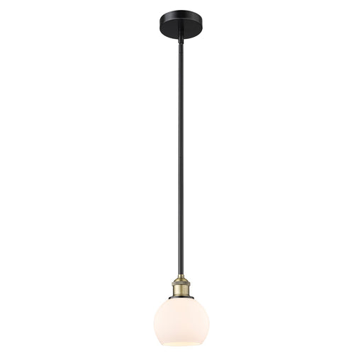 Innovations Athens 6in 1-Light Mini Pendant | Industrial Black Antique Brass and Matte White Glass | Kitchen Island & Dining | Model 616-1S-BAB-G121-6