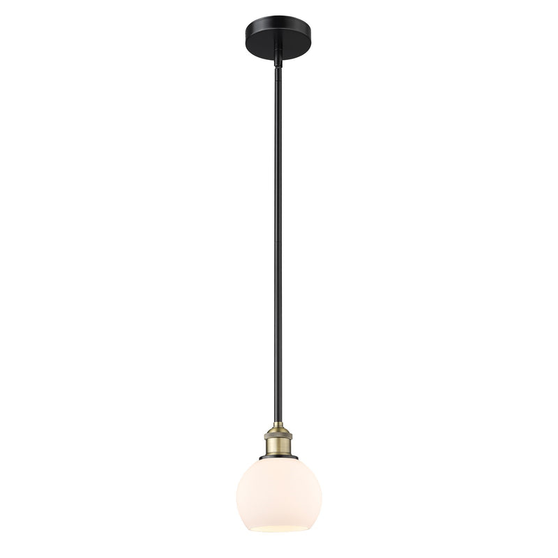 Innovations Athens 6in 1-Light Mini Pendant | Industrial Black Antique Brass and Matte White Glass | Kitchen Island & Dining | Model 616-1S-BAB-G121-6
