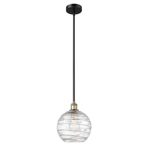 Innovations Athens Deco Swirl 10in 1-Light Mini Pendant | Industrial Black Antique Brass and Clear Glass | Kitchen Island & | Model 616-1S-BAB-G1213-10CL