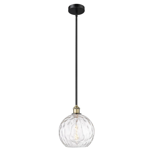 Innovations Athens Water Glass 10in 1-Light Mini Pendant | Industrial Black Antique Brass Steel and Clear Glass | Kitchen | Model 616-1S-BAB-G1215-10