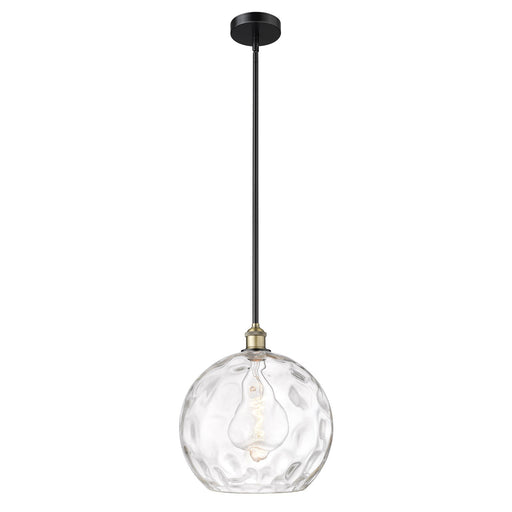 Innovations Athens Water Glass 13in 1-Light Pendant | Industrial Black Antique Brass Steel and Clear Glass | Kitchen Island & | Model 616-1S-BAB-G1215-14