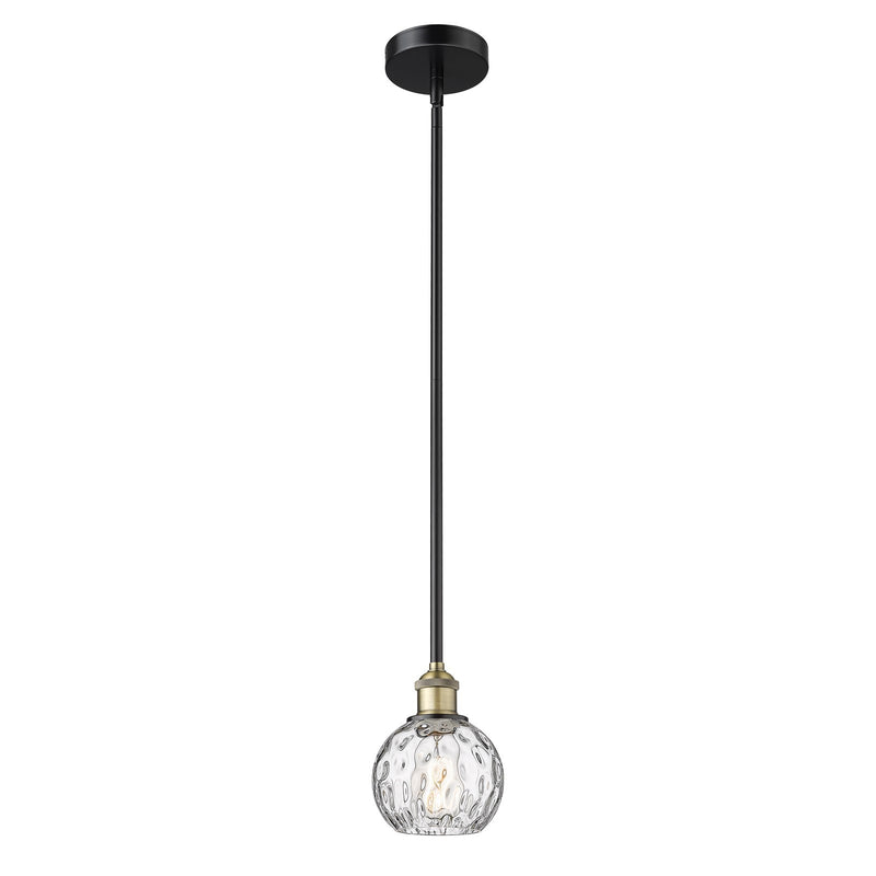 Innovations Athens Water Glass 6in 1-Light Mini Pendant | Industrial Black Antique Brass Steel and Clear Glass | Kitchen Island | Model 616-1S-BAB-G1215-6