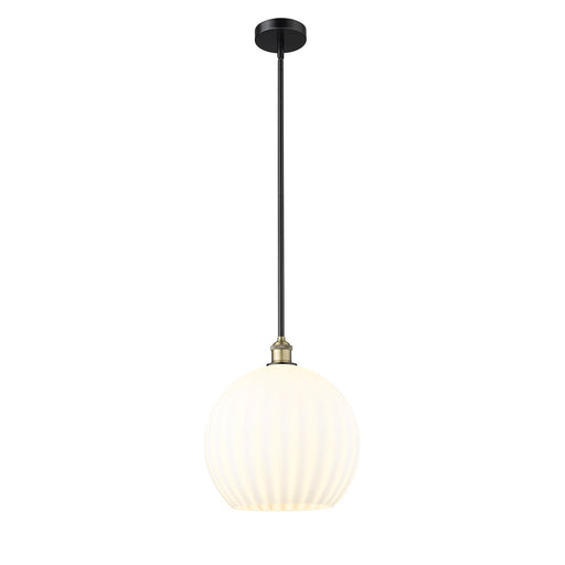 Innovations Lighting White Venetian 1-Light 14in Pendant | Art Nouveau Black Antique Brass Steel and White Venetian Glass | Model 616-1S-BAB-G1217-14WV