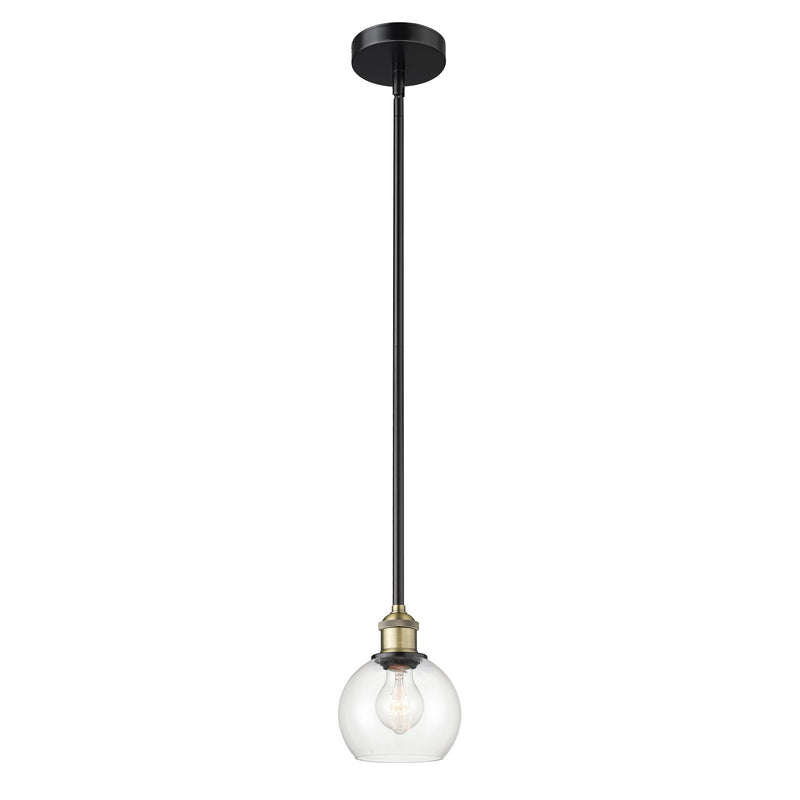 Innovations Athens 6in 1-Light Mini Pendant | Industrial Black Antique Brass Steel and Clear Glass | Kitchen Island & Dining | Model 616-1S-BAB-G122-6