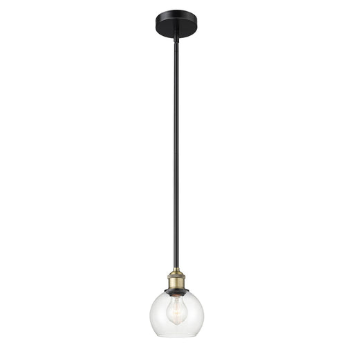 Innovations Athens 6in 1-Light Mini Pendant | Industrial Black Antique Brass Steel and Clear Glass | Kitchen Island & Dining | Model 616-1S-BAB-G122-6
