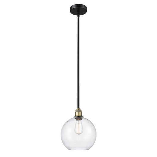 Innovations Athens 10in 1-Light Mini Pendant | Industrial Black Antique Brass Steel and Seedy Glass | Kitchen Island & Dining | Model 616-1S-BAB-G124-10