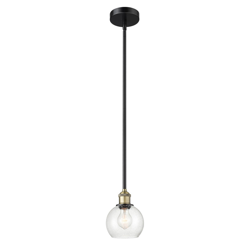 Innovations Athens 6in 1-Light Mini Pendant | Industrial Black Antique Brass Steel and Seedy Glass | Kitchen Island & Dining | Model 616-1S-BAB-G124-6